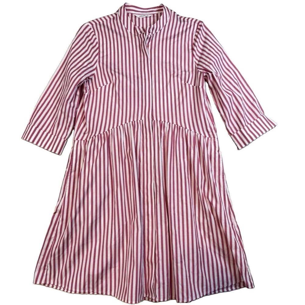NWT johnnie-O Addie Dress Womens Small Pink White Stripe Cotton Shirt Dres